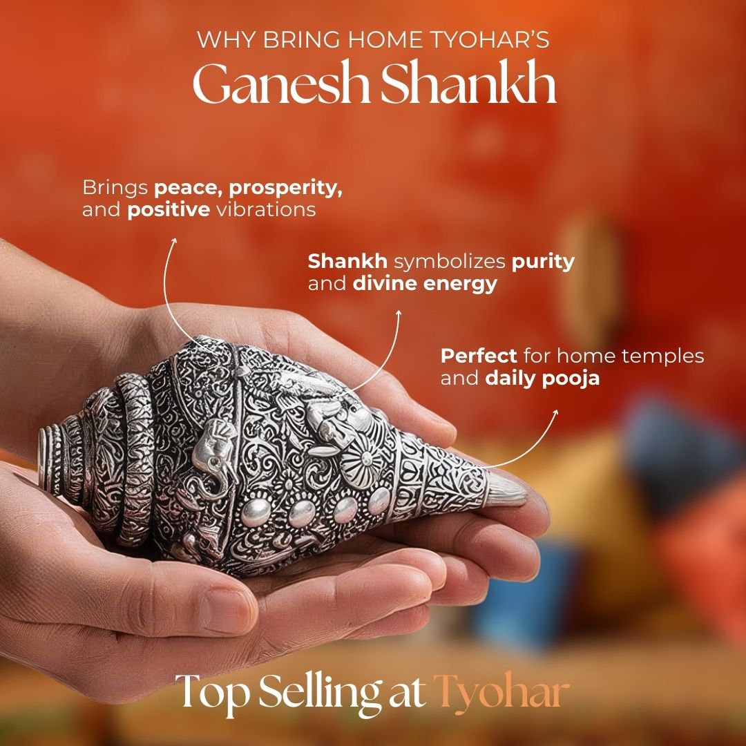 Shree Ganesh Shankh - Silver Plated (7 Inch)