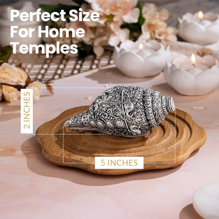 Shree Ganesh Shankh - Silver Plated (7 Inch)