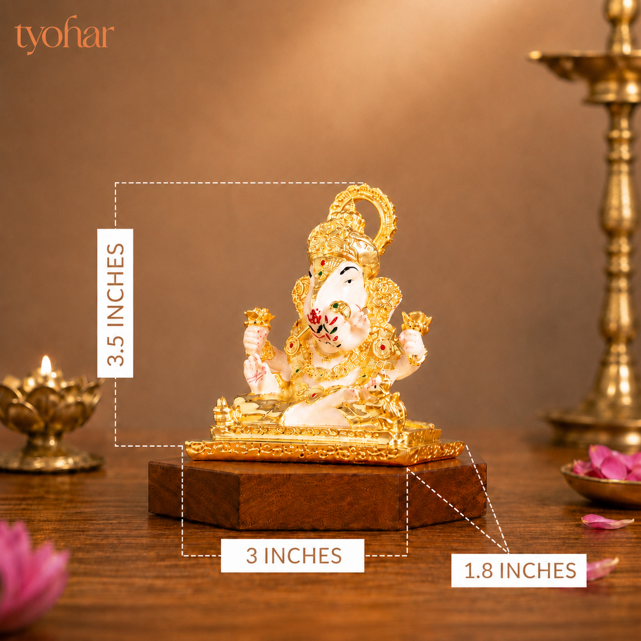 Dagdusheth Halwai Ganpati Murti | Pure 24K Gold Plated