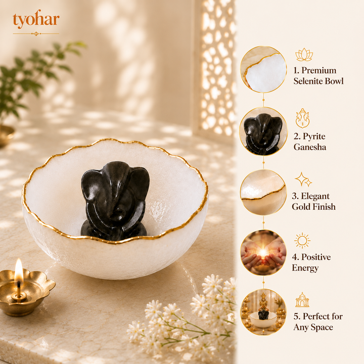 Pure Selenite Money Bowl with Real Gold Lining