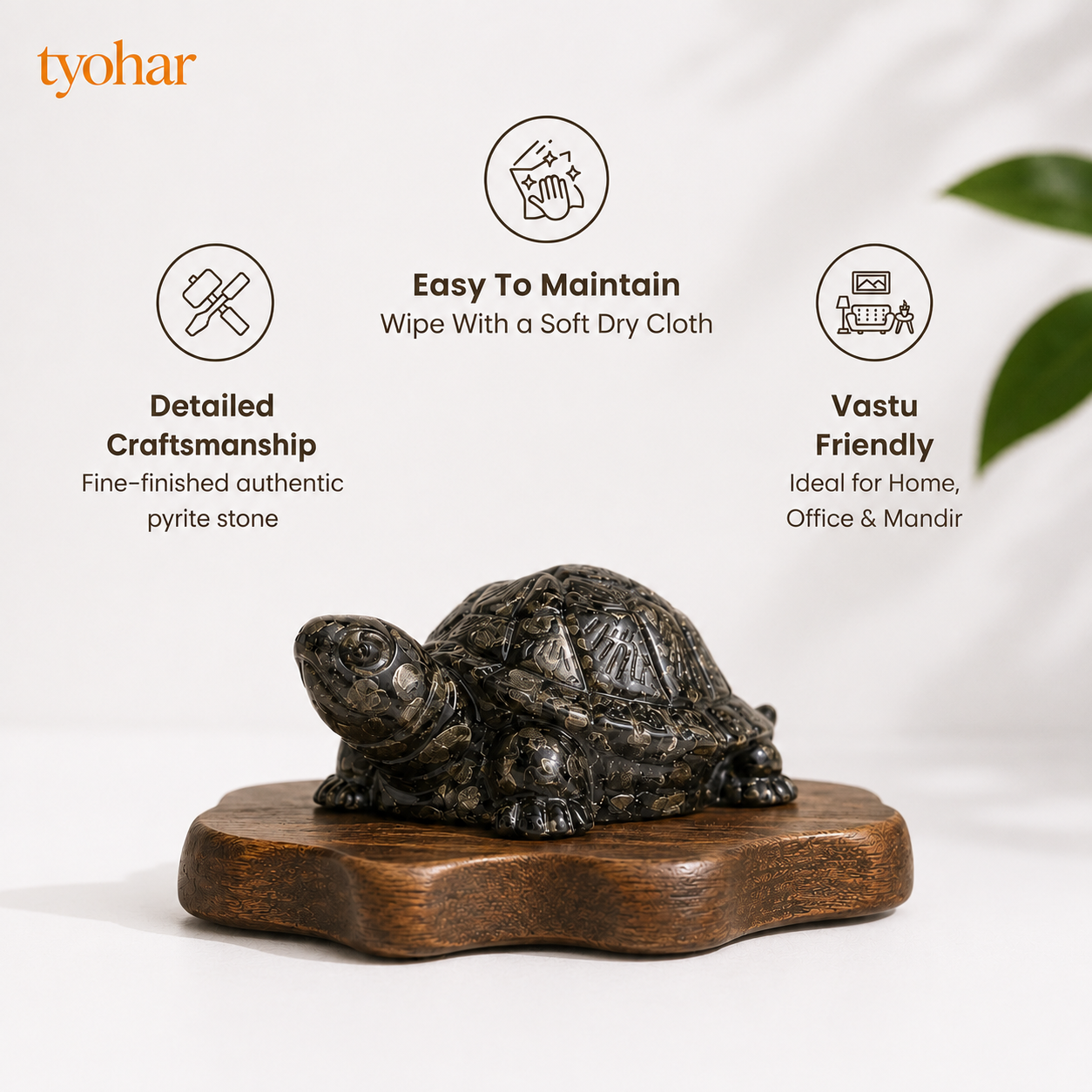 Raw Pyrite Tortoise For Vastu, Feng Shui & Prosperity