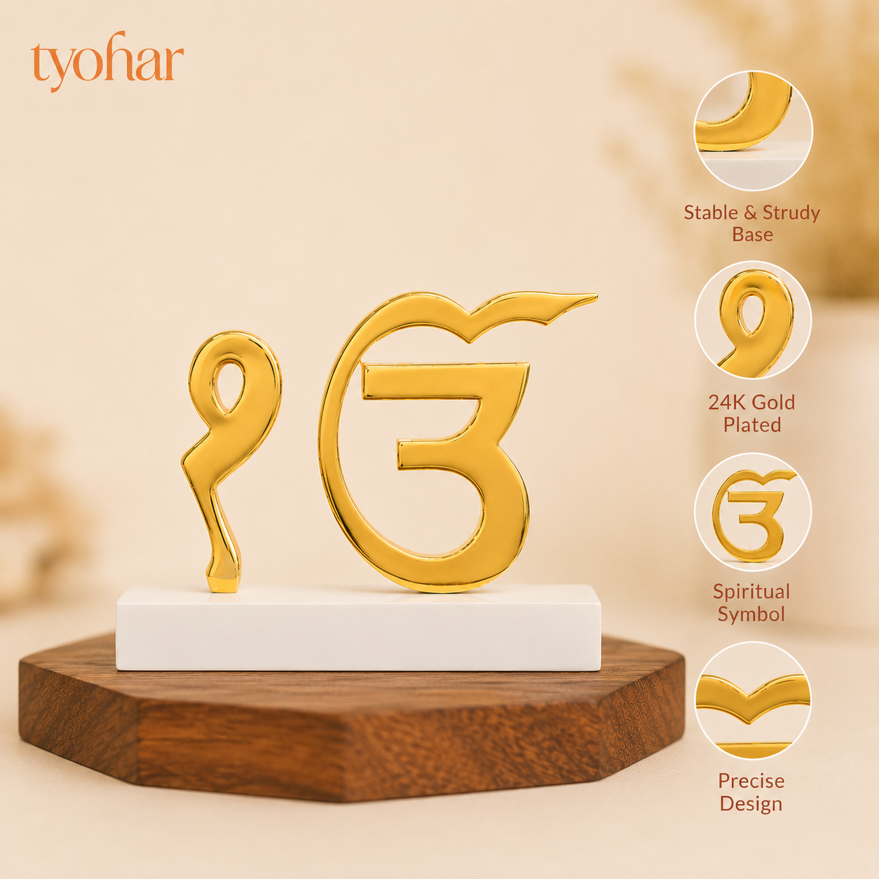Ek Onkar & Khanda Car Dashboard | Pure Gold Plated
