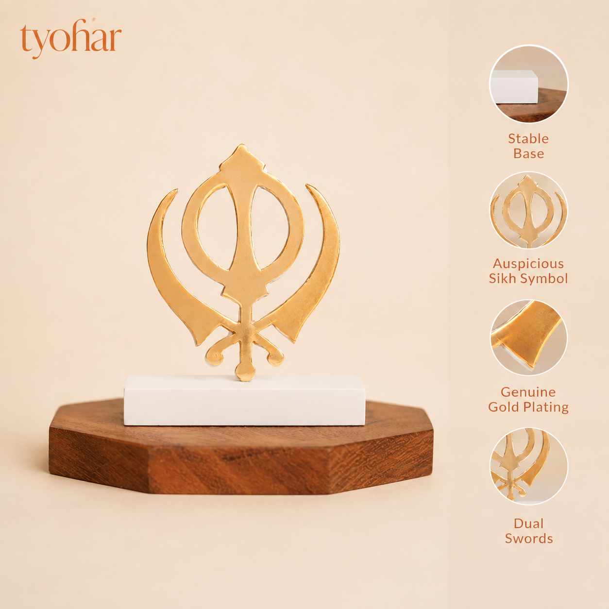 Ek Onkar & Khanda Car Dashboard | Pure Gold Plated