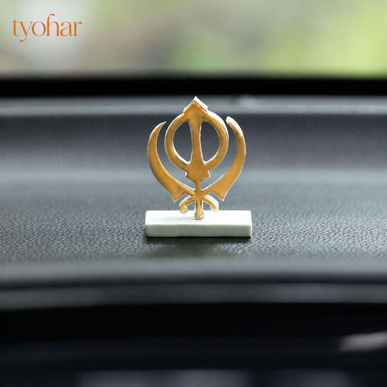 Ek Onkar & Khanda Car Dashboard | Pure Gold Plated