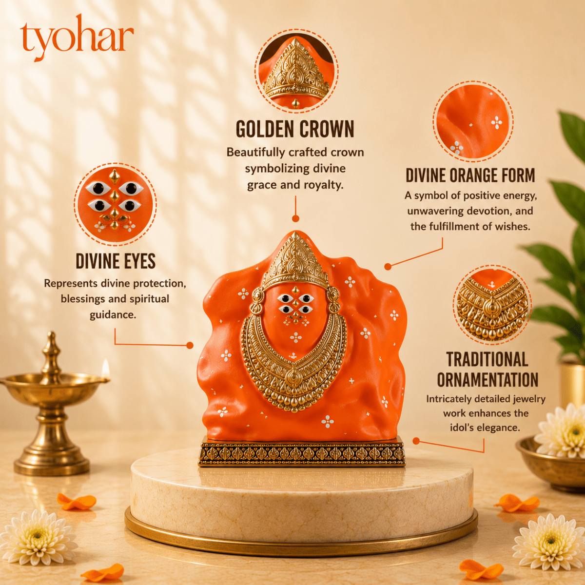 Shree Ashapura Maa Murti | Pure 24K Gold plated - Tyohar Store