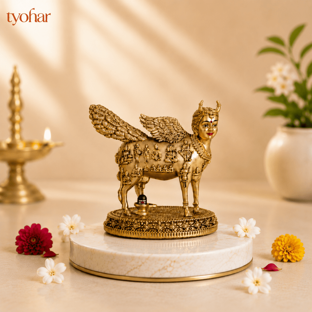 Kamdhenu Surabhi Mata Swaroop | Pure 24K Gold Plated - Tyohar Store