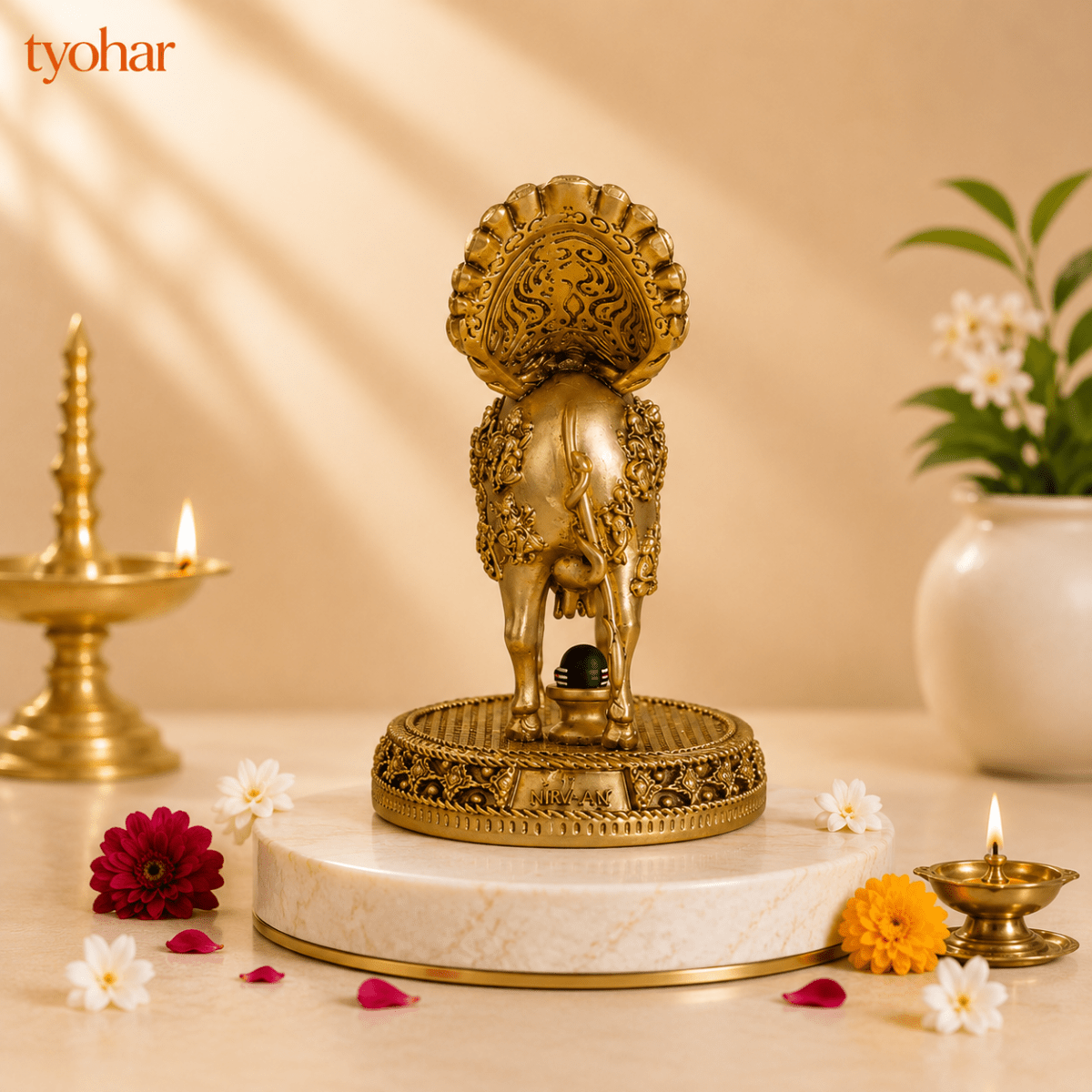 Kamdhenu Surabhi Mata Swaroop | Pure 24K Gold Plated - Tyohar Store