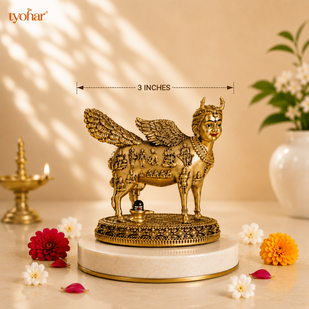 Kamdhenu Surabhi Mata Swaroop | Pure 24K Gold Plated - Tyohar Store