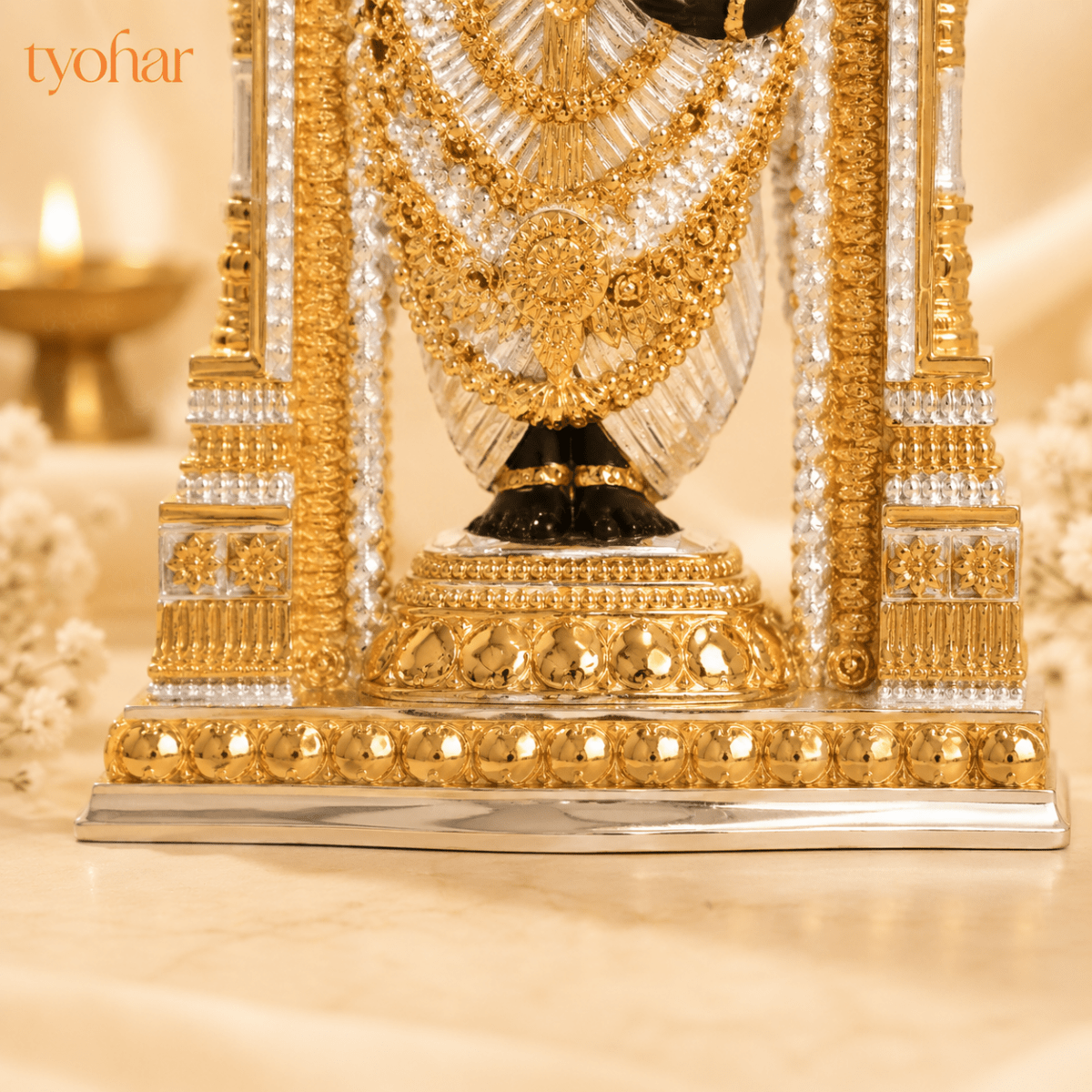 Lord Balaji (Srinivasa Mangapuram) Idol | Pure Gold & Silver plated - Tyohar Store