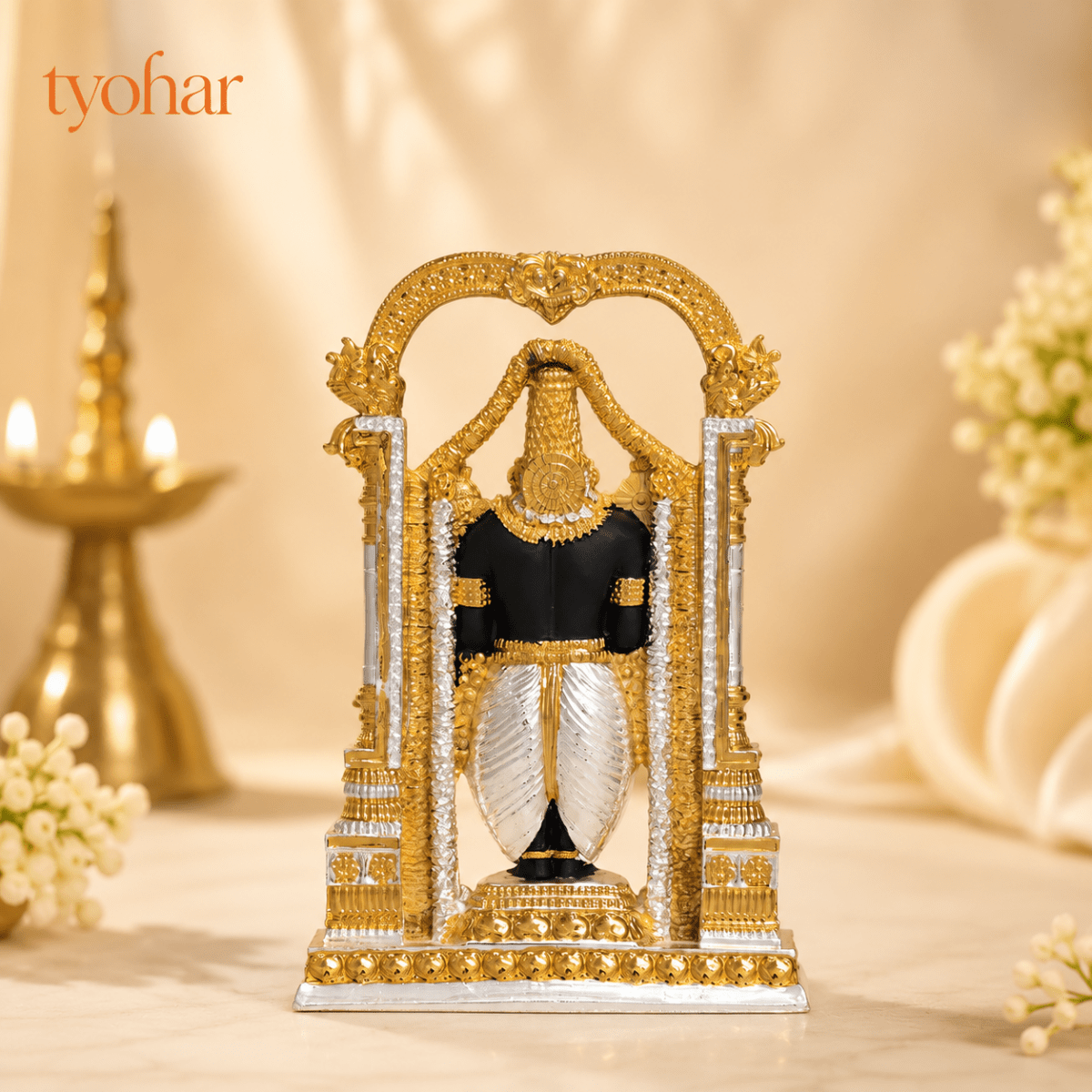Lord Balaji (Srinivasa Mangapuram) Idol | Pure Gold & Silver plated - Tyohar Store
