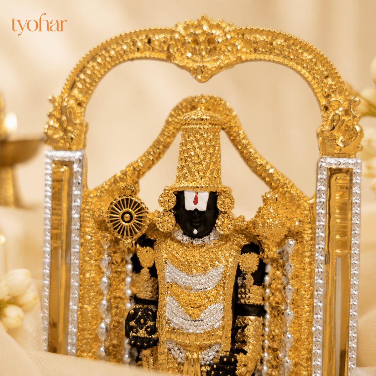 Lord Balaji (Srinivasa Mangapuram) Idol | Pure Gold & Silver plated - Tyohar Store