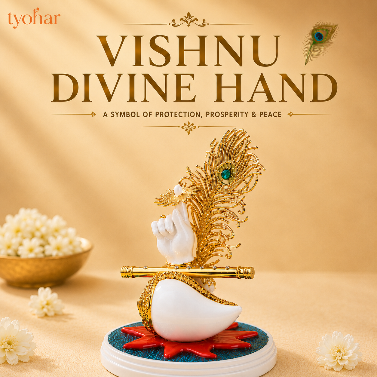 Shree Vishnu's Divine Hand | Pure 24K Gold Plated