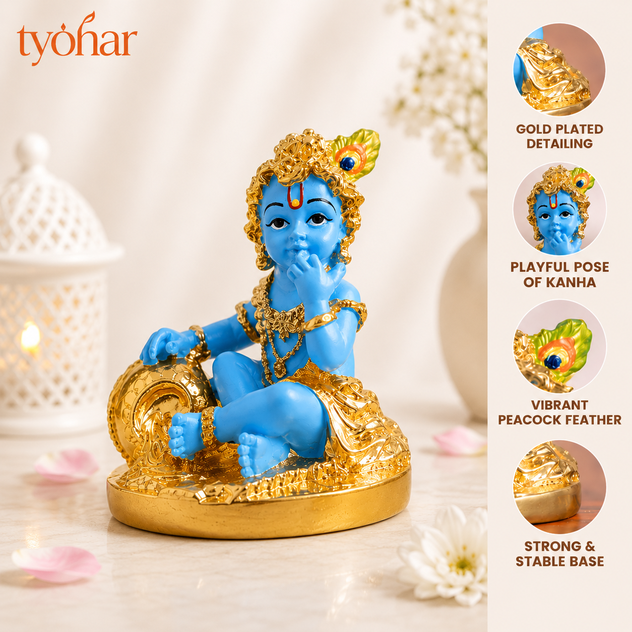 Laddu Gopal Kanha Idol | Pure 24K Gold Plated (Janmashtami Special)