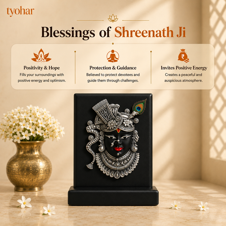 3D Radhe Krishna & Shreenath Ji Frame | 999 Silver Plated