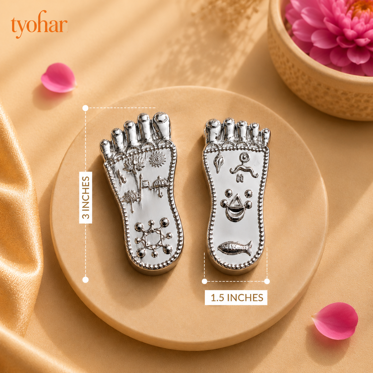 Shree Krishna Charan Paduka | Pure Silver Plated