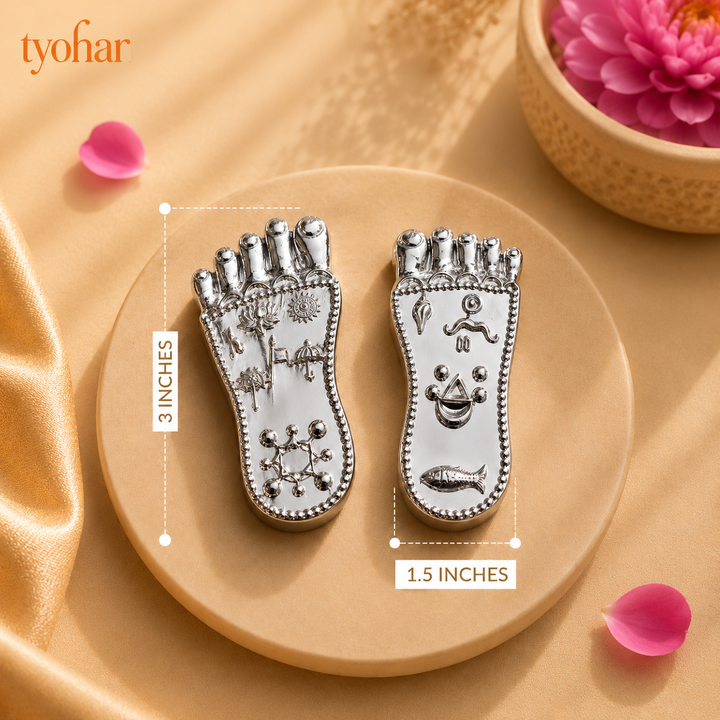 Shree Krishna Charan Paduka | Pure Silver Plated