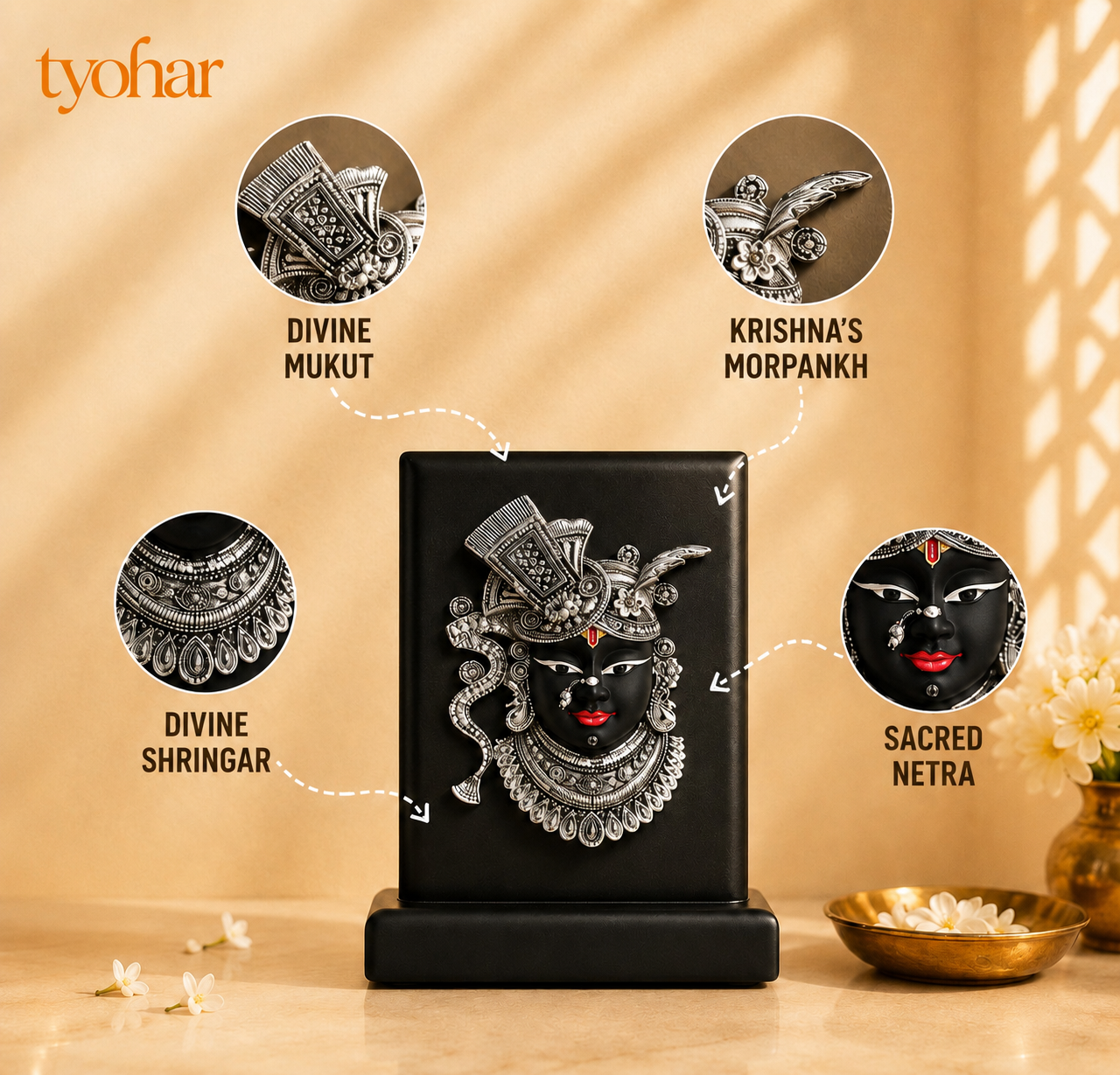 3D Radhe Krishna & Shreenath Ji Frame | 999 Silver Plated