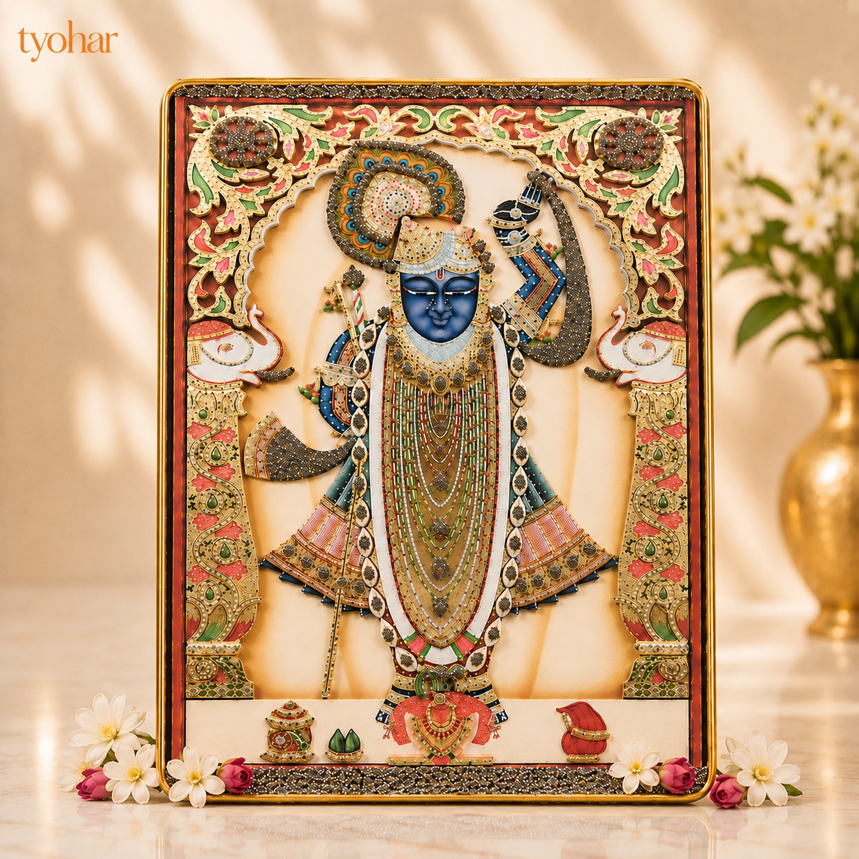 Ranchhod Raai Shreenathji | Pure Pyrite Studded Frame