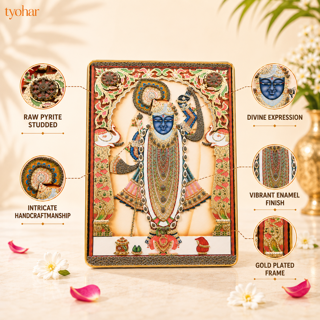 Ranchhod Raai Shreenathji | Pure Pyrite Studded Frame
