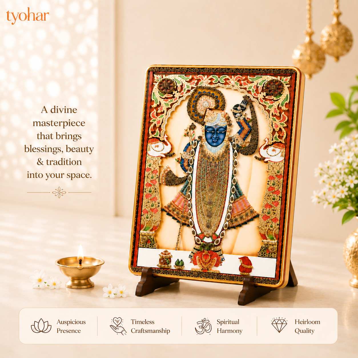 Ranchhod Raai Shreenathji | Pure Pyrite Studded Frame