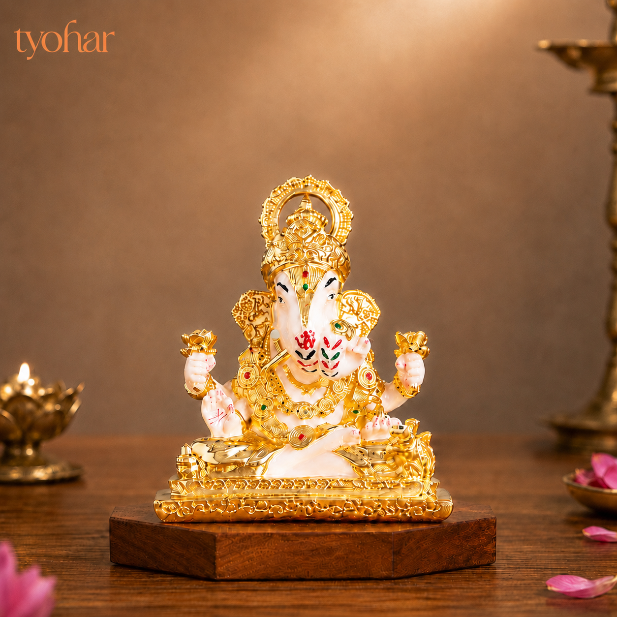 Dagdusheth Halwai Ganpati Murti | Pure 24K Gold Plated