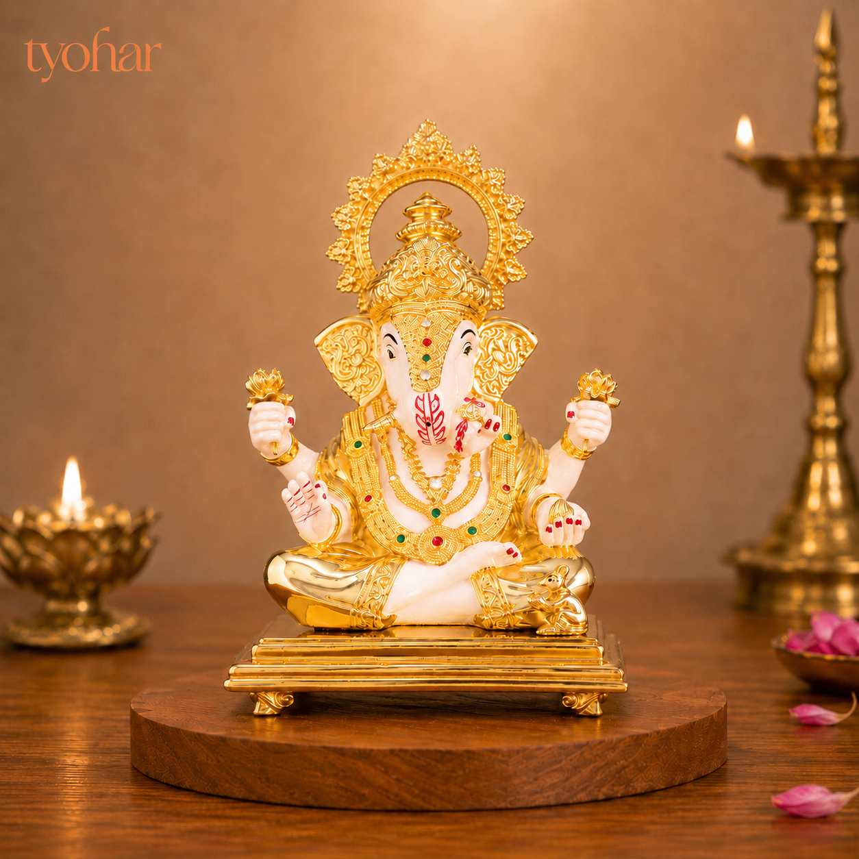 Dagdusheth Halwai Ganpati Murti | Pure 24K Gold Plated