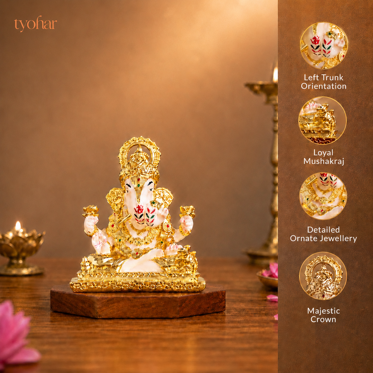 Dagdusheth Halwai Ganpati Murti | Pure 24K Gold Plated
