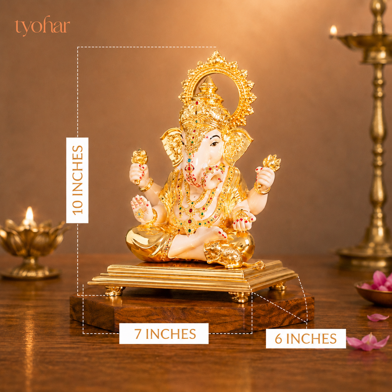Dagdusheth Halwai Ganpati Murti | Pure 24K Gold Plated