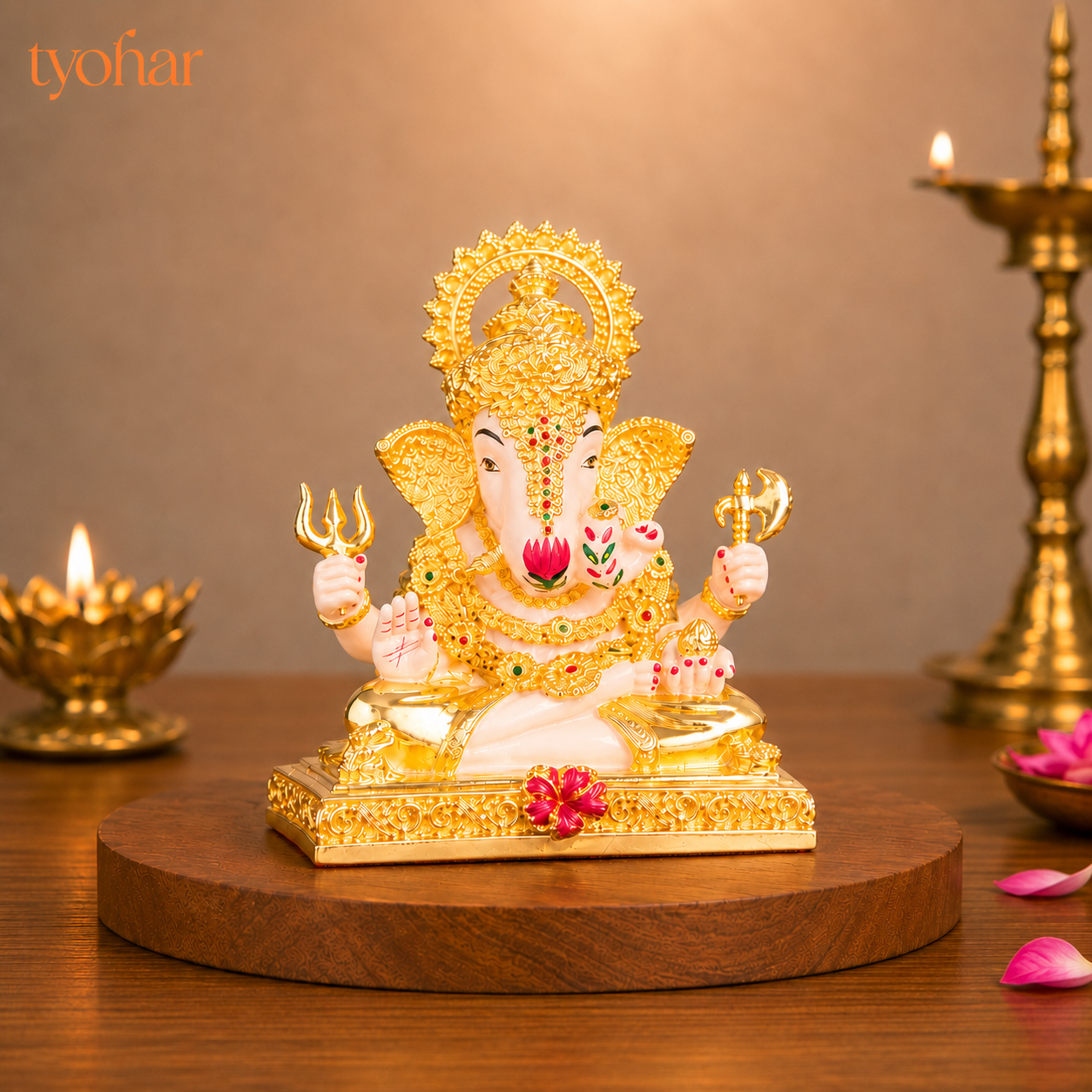 Dagdusheth Halwai Ganpati Murti | Pure 24K Gold Plated