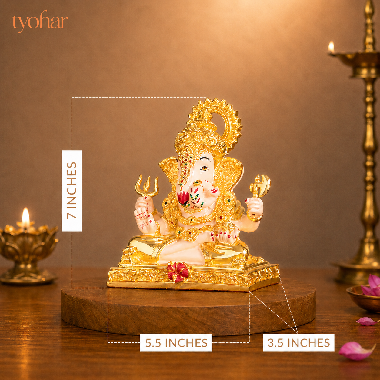 Dagdusheth Halwai Ganpati Murti | Pure 24K Gold Plated