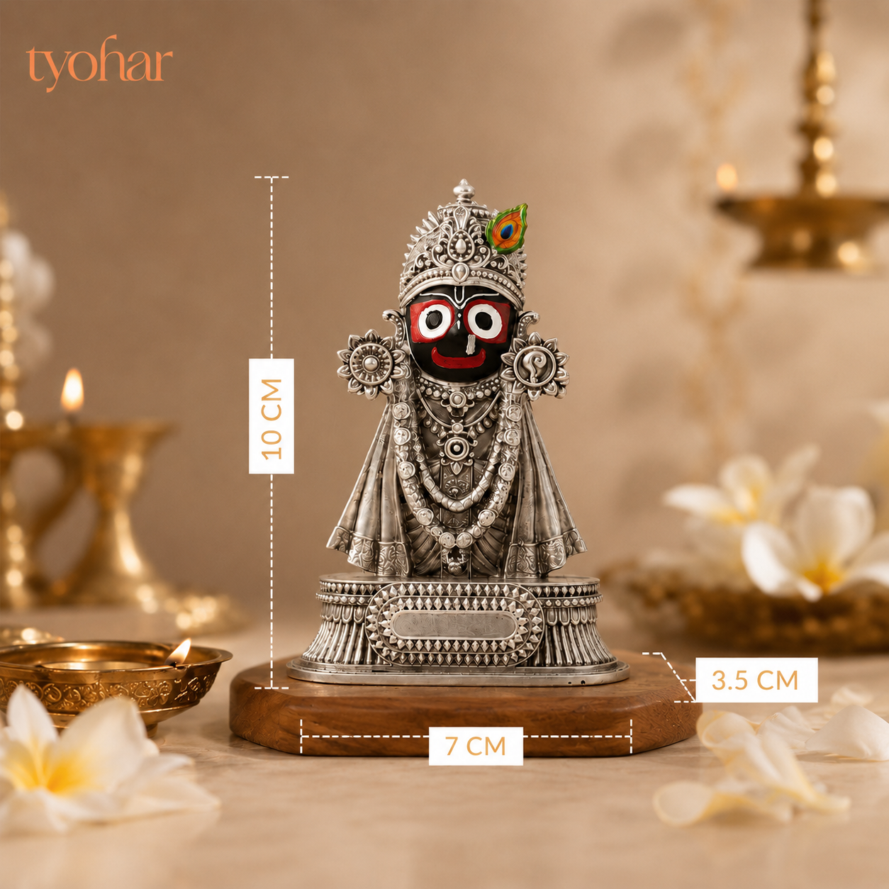 Rajadhiraj Lord Jagannath Idol | 999 Silver Plated