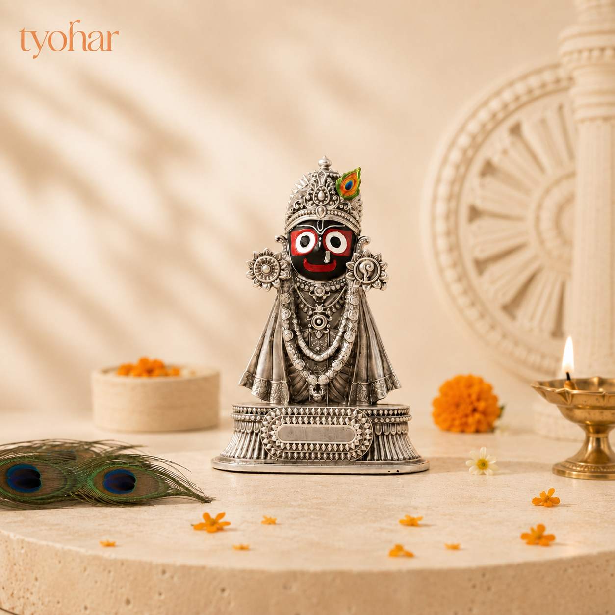 Rajadhiraj Lord Jagannath Idol | 999 Silver Plated