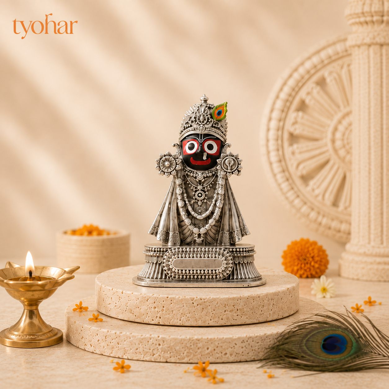Rajadhiraj Lord Jagannath Idol | 999 Silver Plated