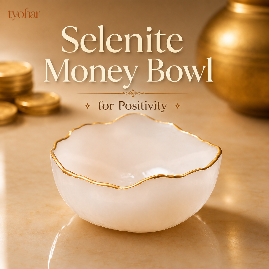 Pure Selenite Money Bowl with Real Gold Lining