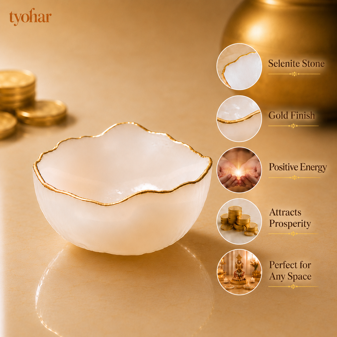 Pure Selenite Money Bowl with Real Gold Lining