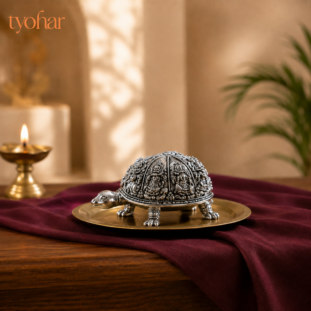 Ashtalakshmi Tortoise Idol | Silver Plated (3.5 inch)
