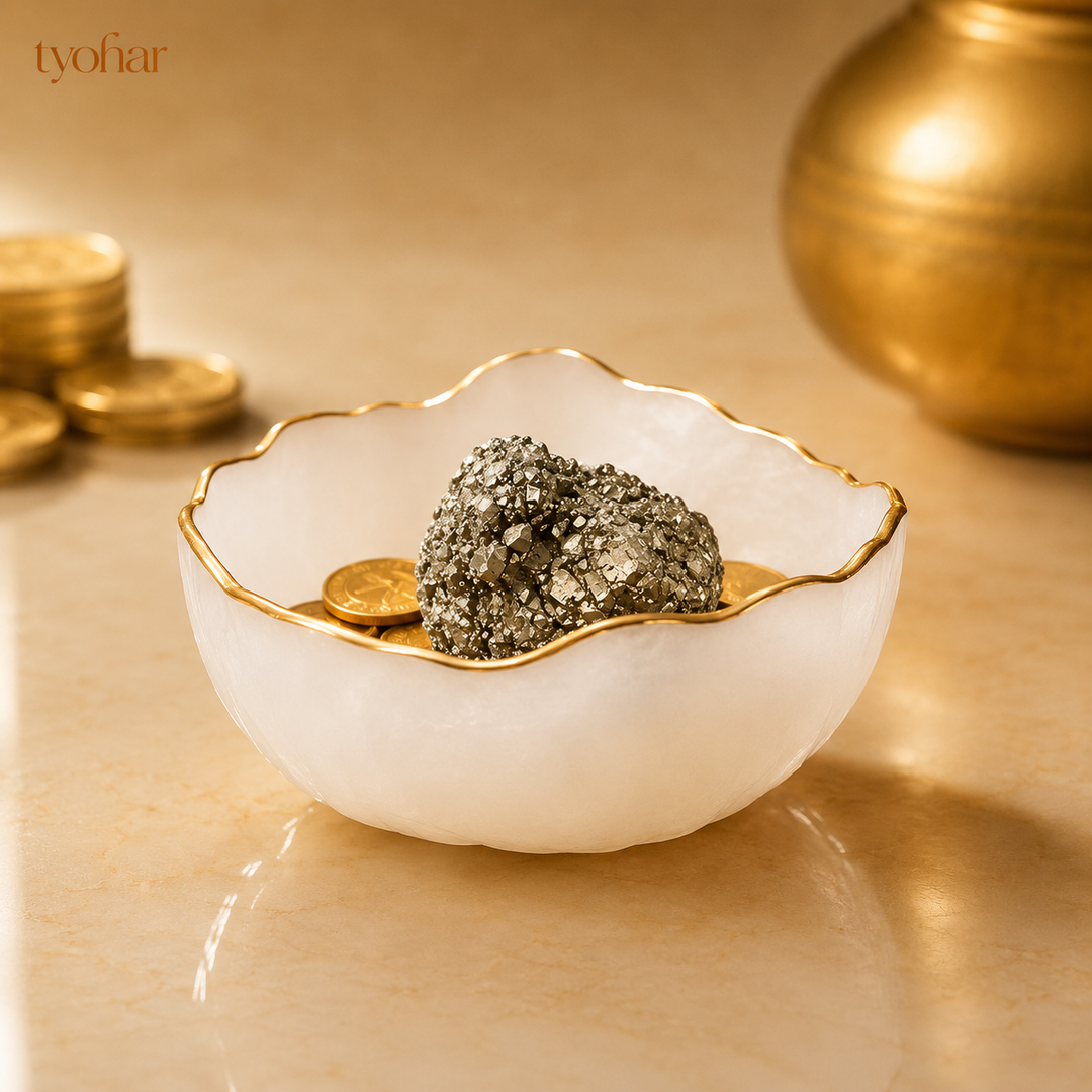 Pure Selenite Money Bowl with Real Gold Lining