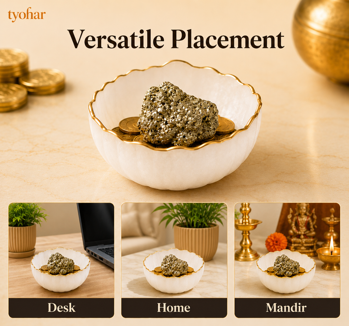 Pure Selenite Money Bowl with Real Gold Lining