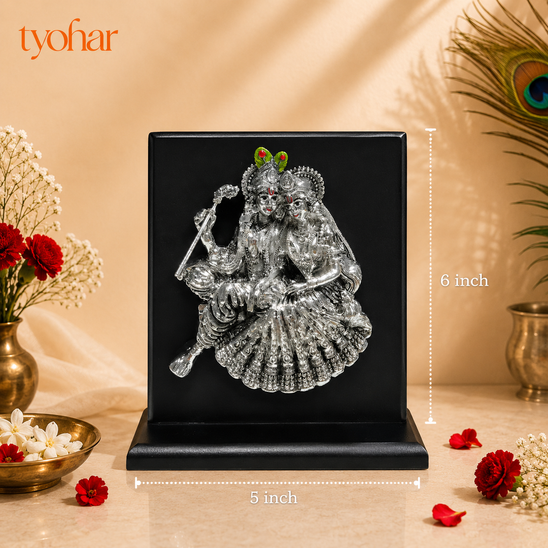 3D Radhe Krishna & Shreenath Ji Frame | 999 Silver Plated