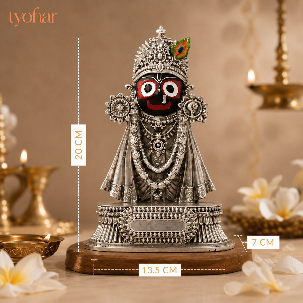 Rajadhiraj Lord Jagannath Idol | 999 Silver Plated
