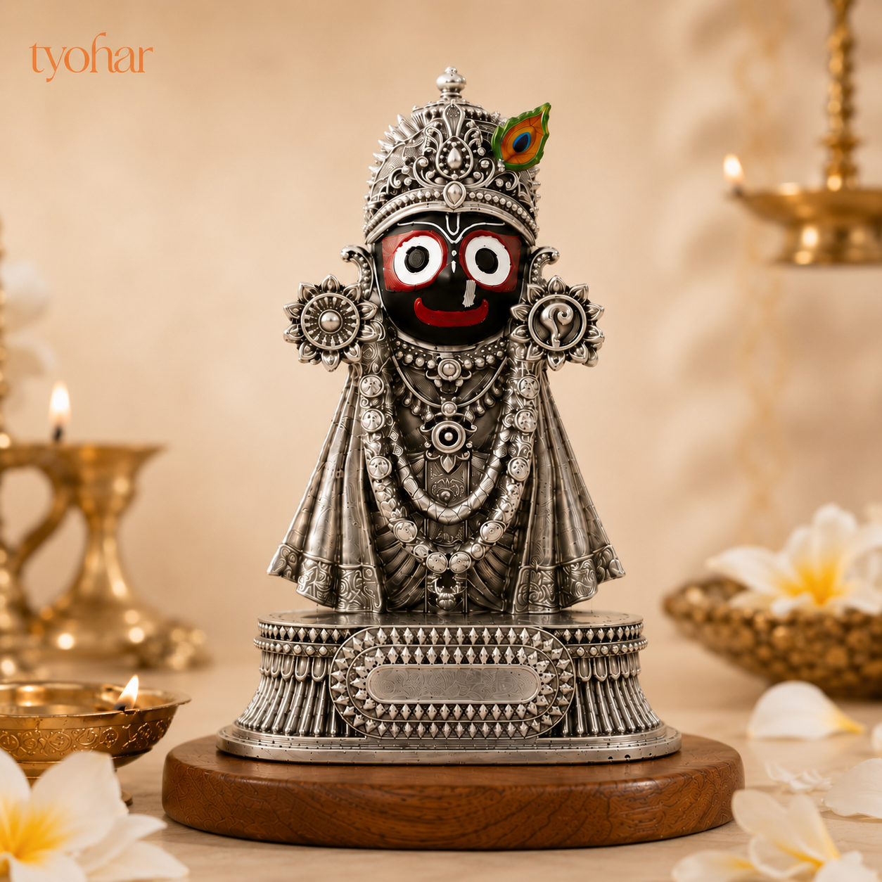 Rajadhiraj Lord Jagannath Idol | 999 Silver Plated