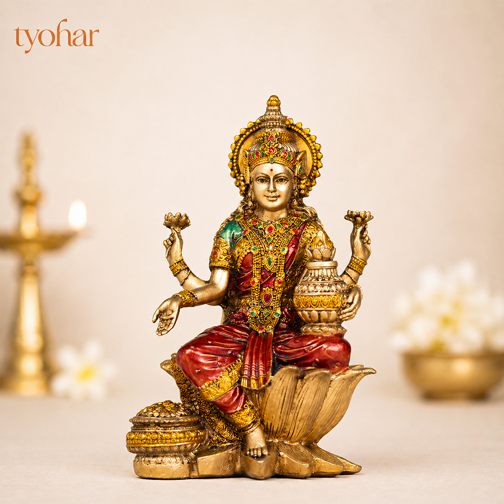 Antique Goddess Lakshmi Idol | Rustic Finish [7 Inch]