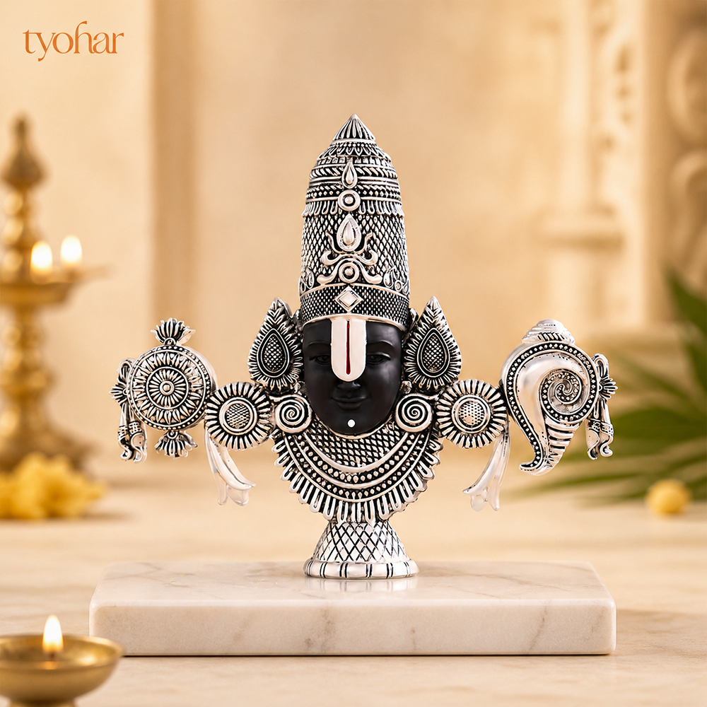 Shree Balaji Face Idol | Pure Silver Plated