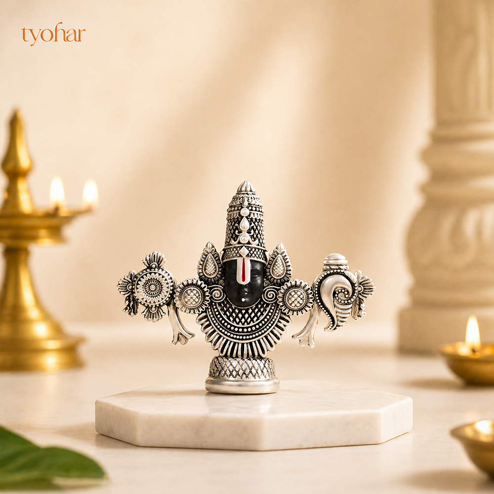 Shree Balaji Face Idol | Pure Silver Plated