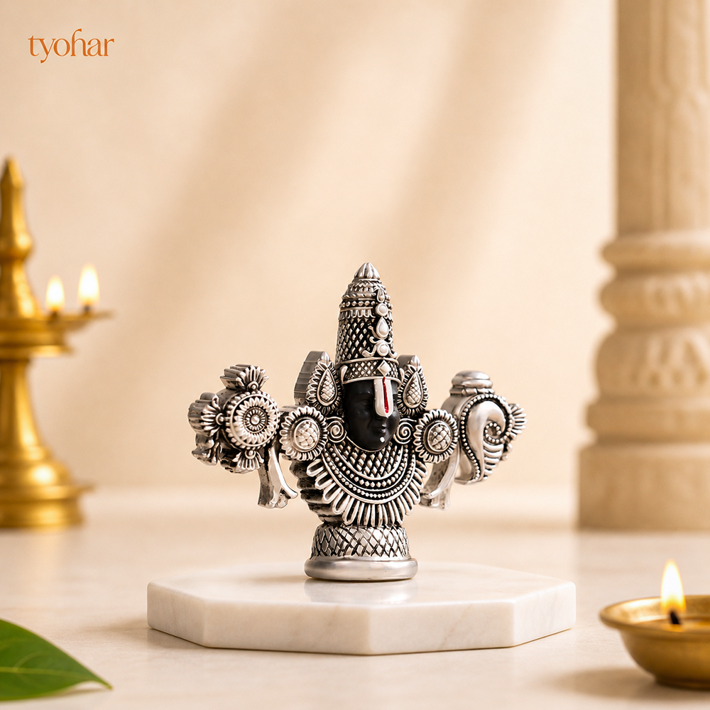 Shree Balaji Face Idol | Pure Silver Plated