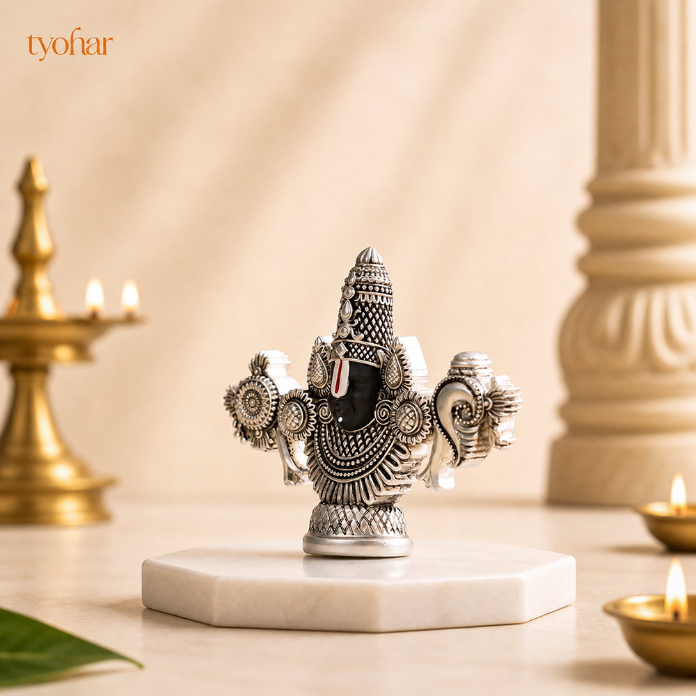 Shree Balaji Face Idol | Pure Silver Plated