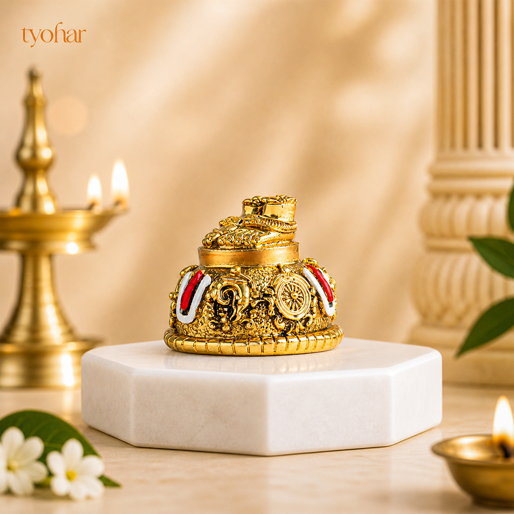 Sri Balaji Charan With Shanku Chakra Namam | Pure Gold Plated [2 Inch]