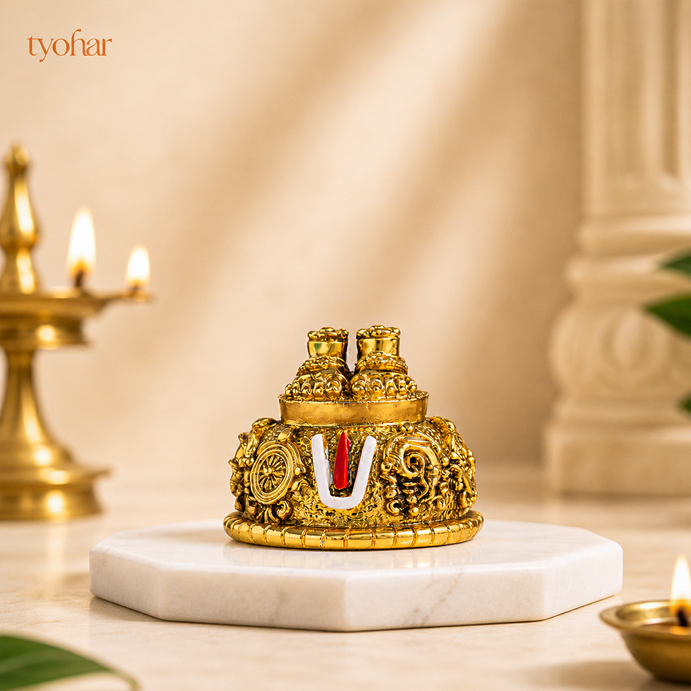Sri Balaji Charan With Shanku Chakra Namam | Pure Gold Plated [2 Inch]