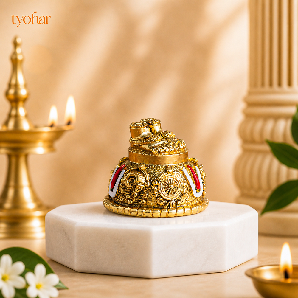 Sri Balaji Charan With Shanku Chakra Namam | Pure Gold Plated [2 Inch]