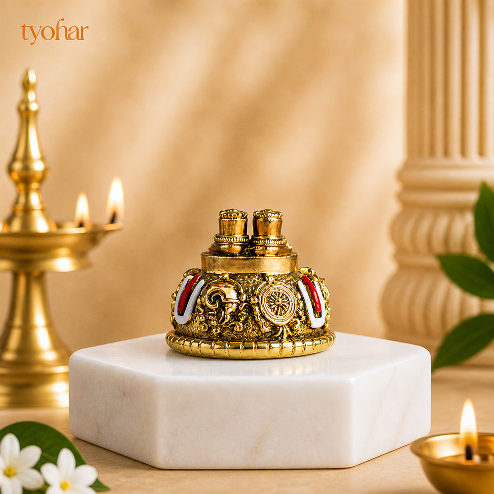 Sri Balaji Charan With Shanku Chakra Namam | Pure Gold Plated [2 Inch]
